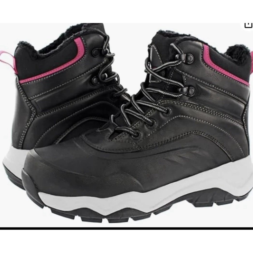 Khombu Women's Riley Outdoor Hiking Boots Black with Pink Accents Size 7 - Picture 3 of 5